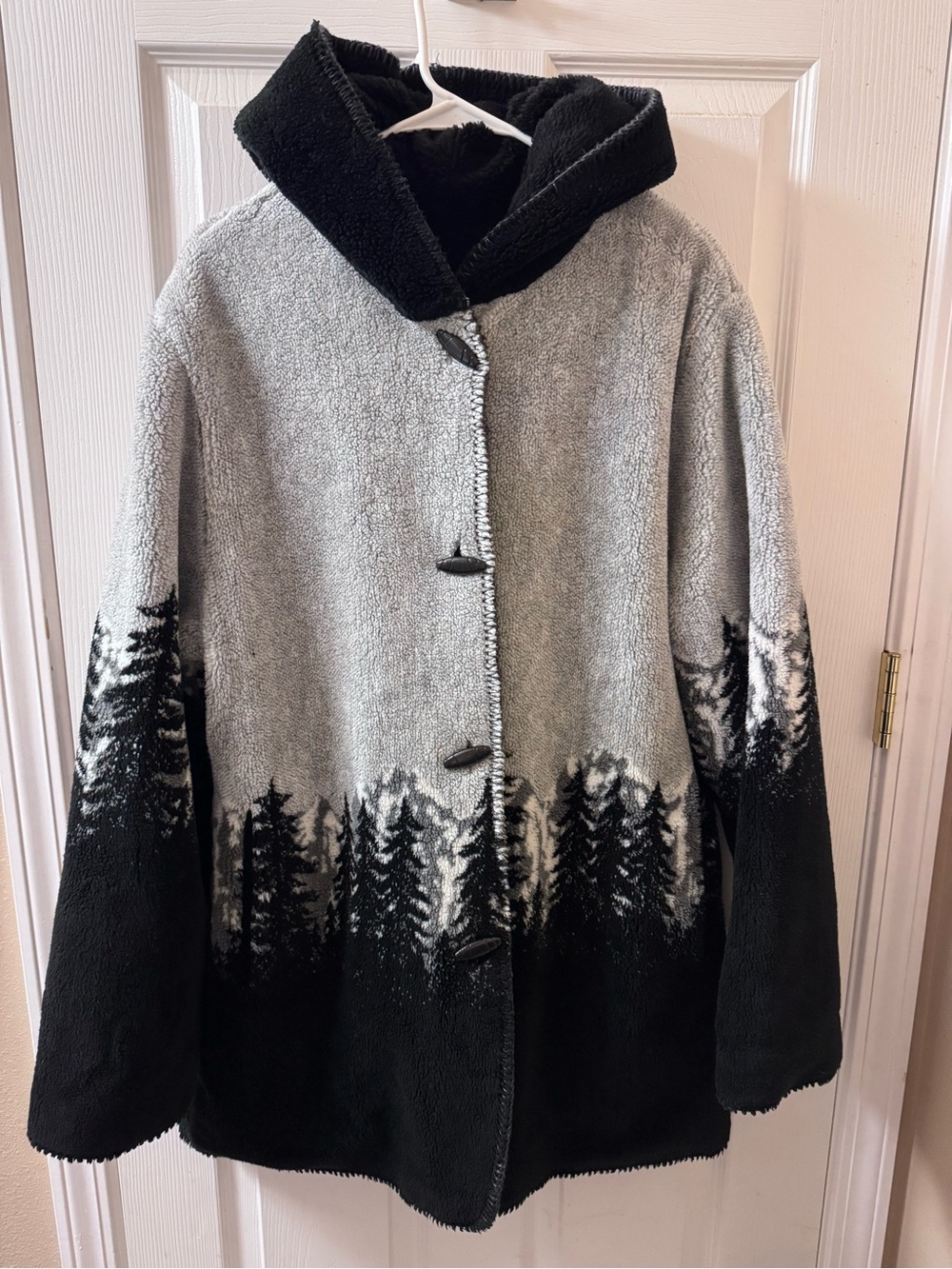 Vintage Alpine Studio Reversible Hooded Sherpa Coat
